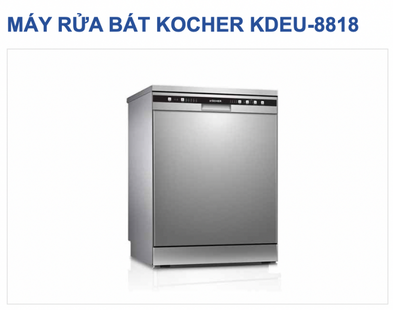 MÁY RỬA BÁT KOCHER KDEU-8818 ( LIÊN HỆ TRỰC TIẾP ĐỂ CÓ GIÁ TỐT NHẤT )